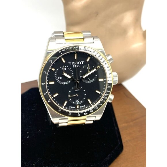 Tissot Men’s Watch Swiss Quartz Chronograph Black Dial Two Tone T1494172205100 - Picture 14 of 15